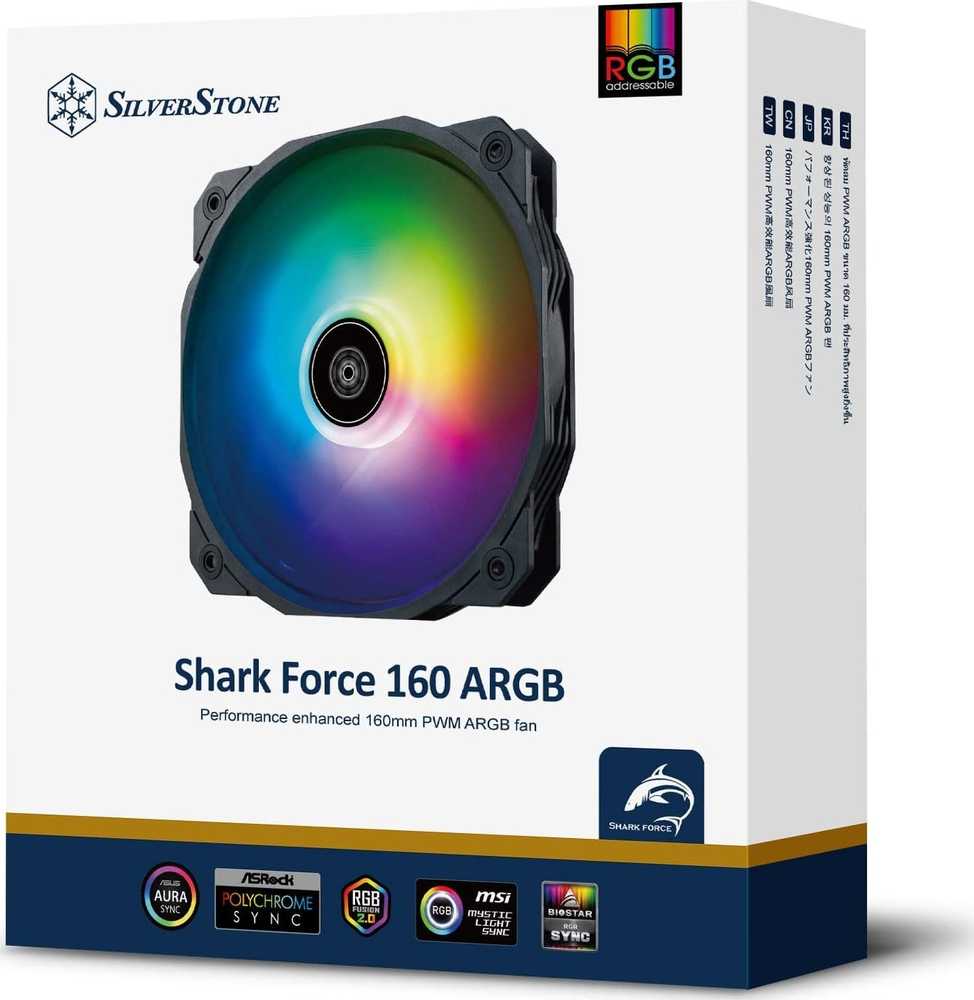 SilverStone Shark Force Fan, ARGB - 160 mm, juodas