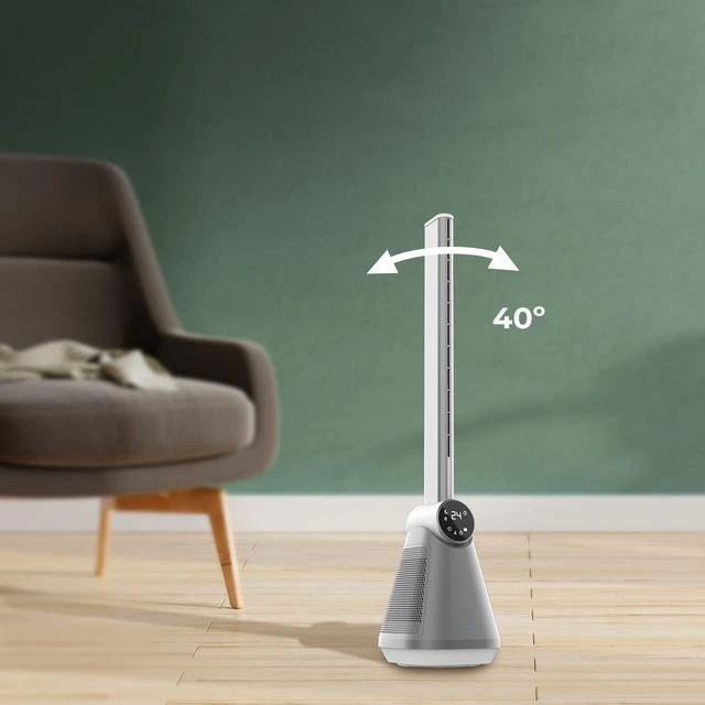 Ventiliatorius Cecotec EnergySilence 9890 Skyline Bladeless | Tower Fan | Stand Fan | 50 W | Diameter 23 cm | Greičių skaičius 3 | Oscillation | Timer | Remote control | Pilkas/Baltas