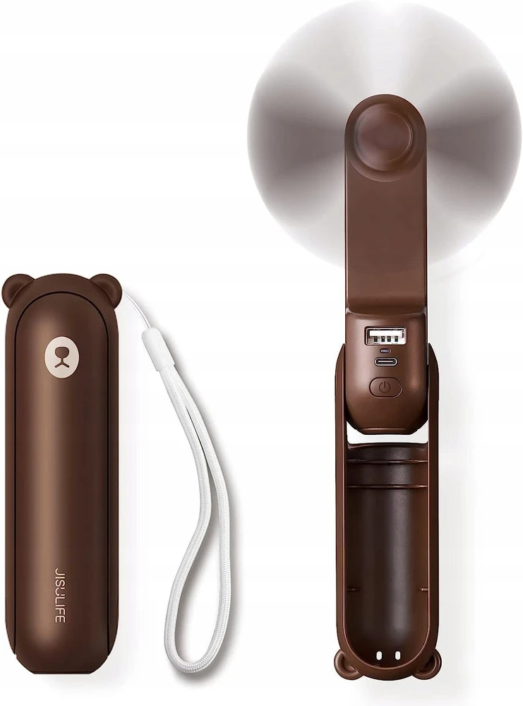 „Jisulife“ nešiojamasis ventiliatorius „Life8 Plus“ su USB įkroviklio funkcija, 4500 mAh, ir žibintuvėliu - Baltas