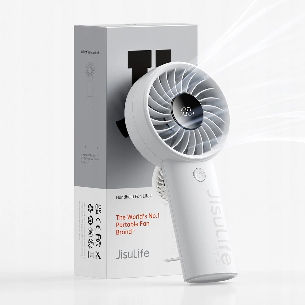„Jisulife“ nešiojamasis ventiliatorius „Life4“, 3600 mAh, nešiojamas USB ventiliatorius – pilkas