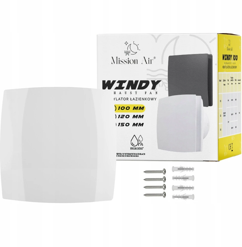 Mission Air Vonios ventiliatorius Windy 100 S Baltas