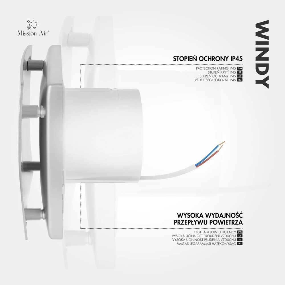 Mission Air Vonios ventiliatorius Windy 150 H+T Sidabrinis