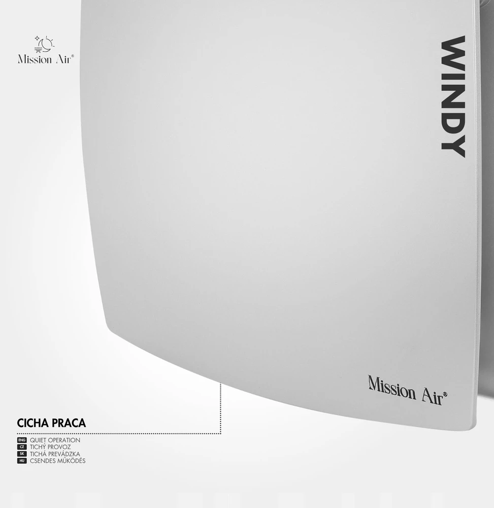 Ventiliatorius Mission Air vonios kambariui WINDY 100 H+T sidabrinis