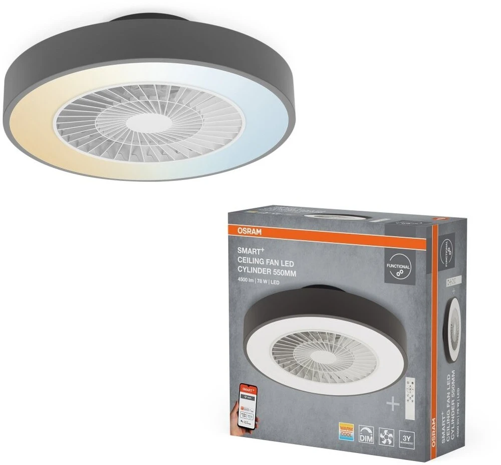 Lubinis šviestuvas Osram Ledvance SMART WIFI CEILING FAN CYL REM 76W D550T