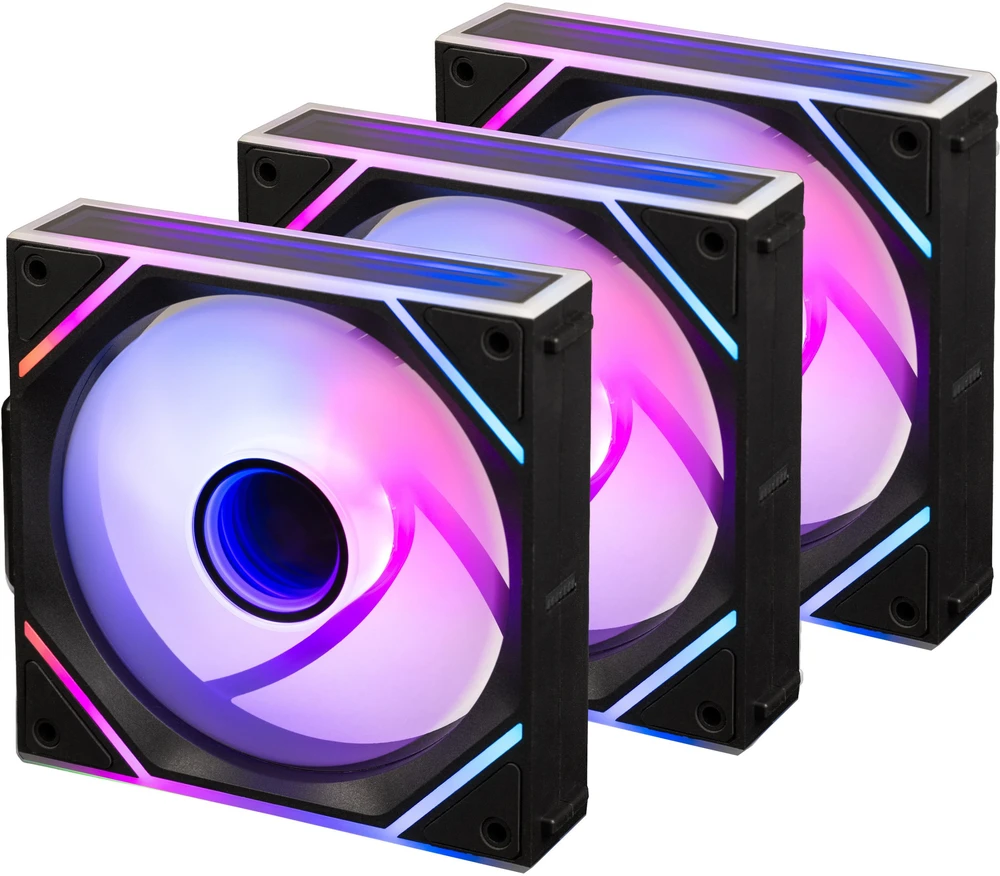 Wentylator Ronic Zyle Blackstorm Luna MAG-INF ARGB PWM -tuuletinpakkaus, musta, 120 mm, 3 kpl pakkaus