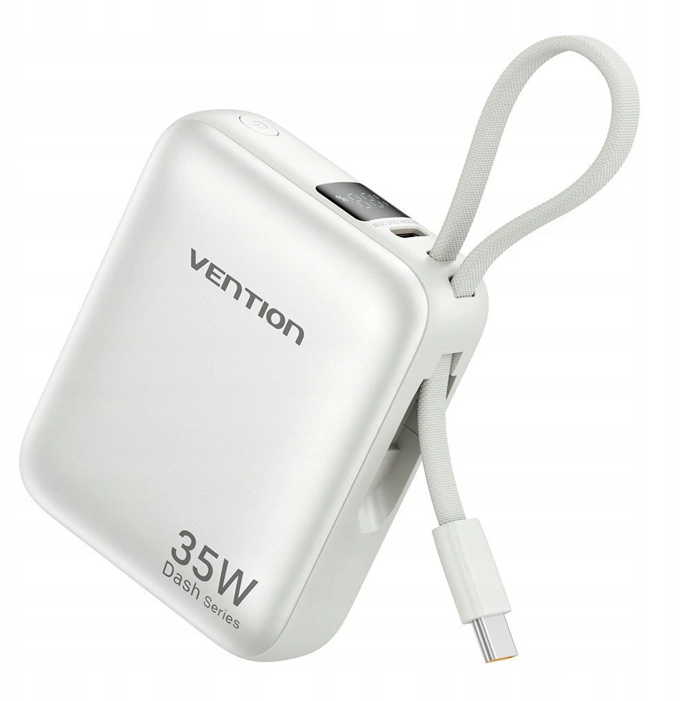 „Vention“ 10000mAh 35W – išorinė baterija su USB-C laidu (smėlio spalvos)