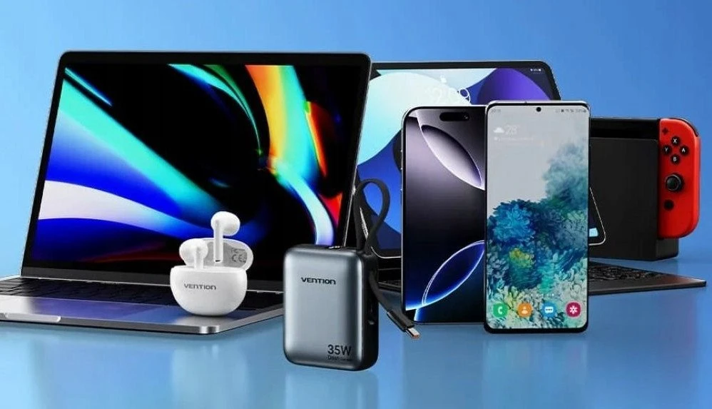 „Vention“ 10000mAh 35W – išorinė baterija su USB-C laidu (smėlio spalvos)