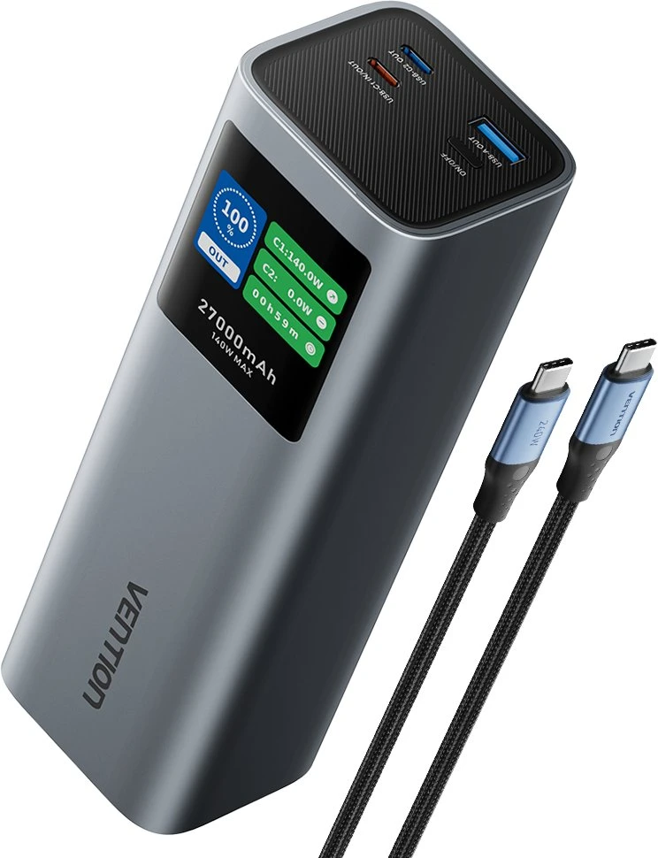Vention 27000mAh 140W PD 3.1 + USB-C laidas 240W