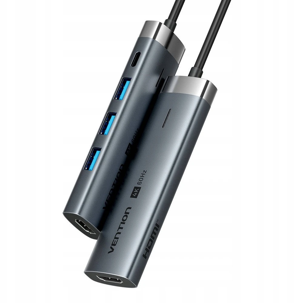 „Vention 5-in-1“ USB-C šakotuvas, 100 W, PD, 5 Gbps, 4K@60 Hz