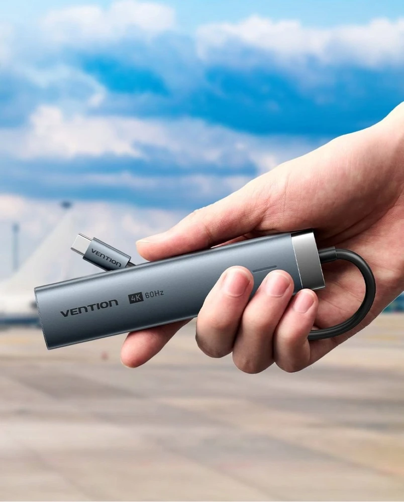 „Vention 5-in-1“ USB-C šakotuvas, 100 W, PD, 5 Gbps, 4K@60 Hz