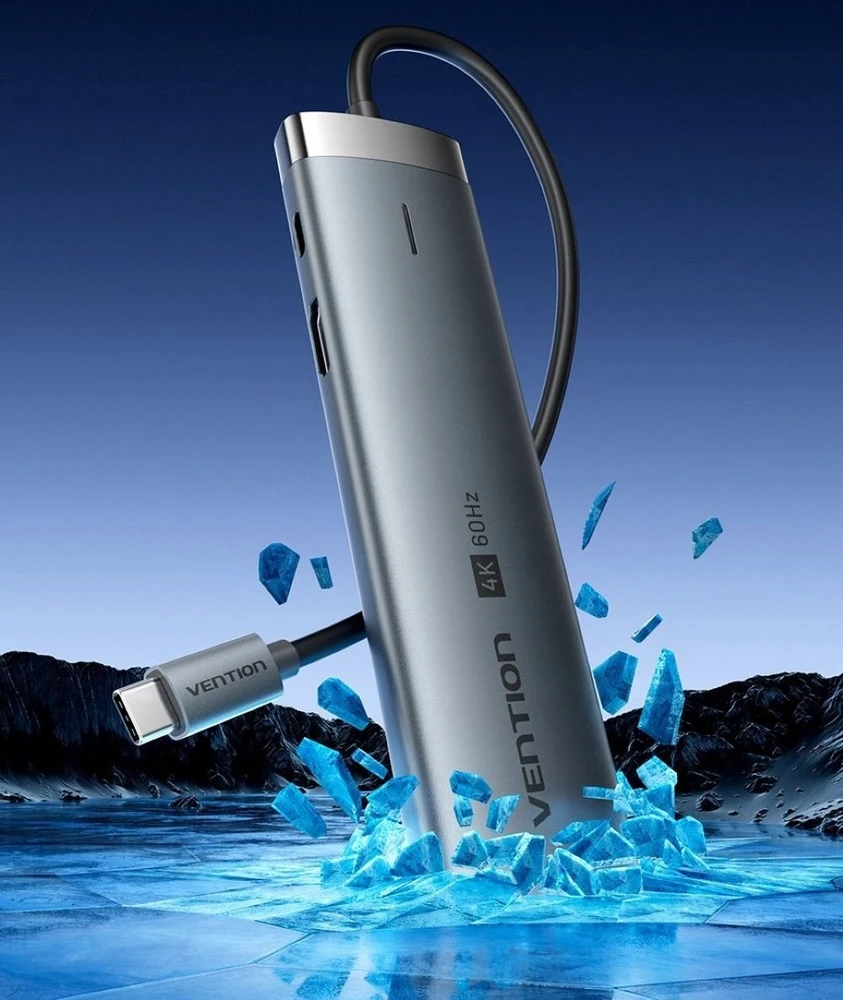 „Vention“ USB-C 8 viename 4K 60Hz 100W prijungimo stotelė