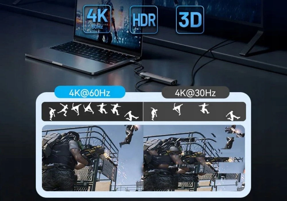 „Vention“ USB-C 8 viename 4K 60Hz 100W prijungimo stotelė