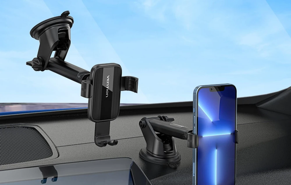 Vention Automatinis automobilio telefono laikiklis KCOB0 su siurbimo taurele juoda