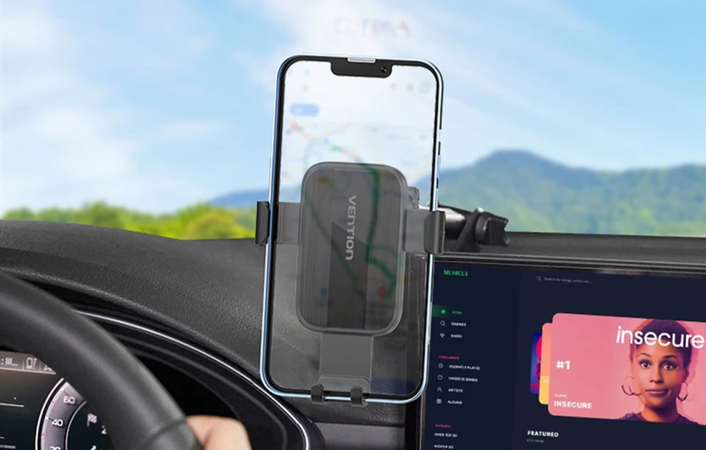 Vention Automatinis automobilio telefono laikiklis KCOB0 su siurbimo taurele juoda