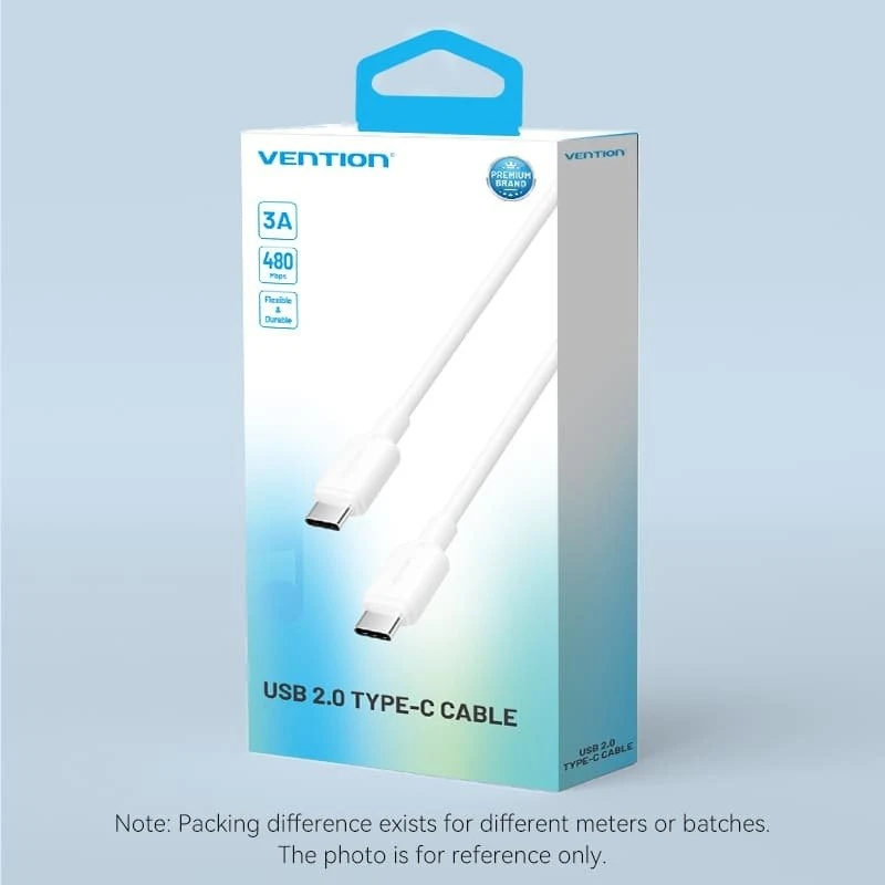 USB-C–USB-C jungties laidas, 1 m, Baltas TRCWF VENTION