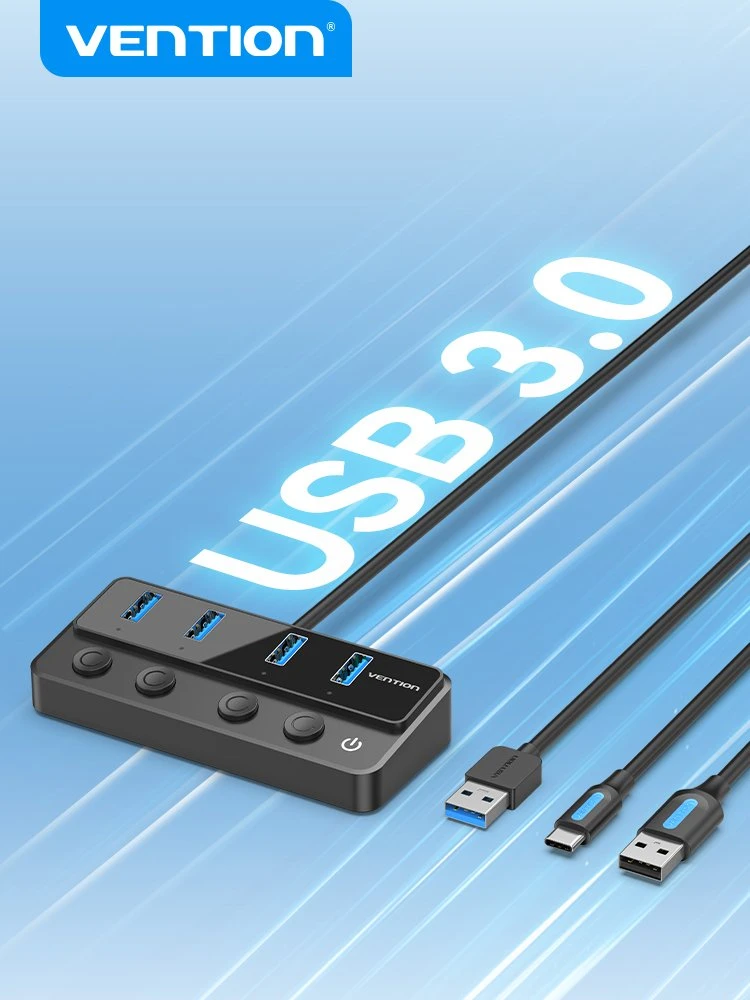„Vention 5-in-1“ USB 3.0 šakotuvas su atskirais maitinimo jungikliais