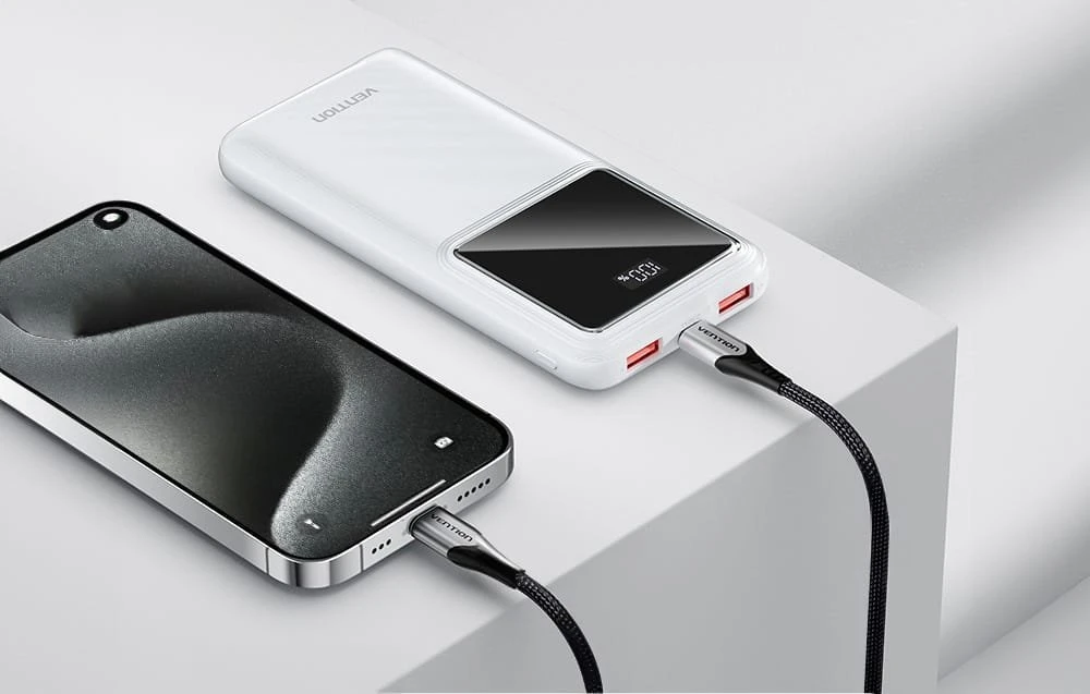 Vention Powerbank, ventiliacija, FHKW0, 10000 mAh, mikro USB, USB-C, 2xUSB-A, 22.5 W (balta)