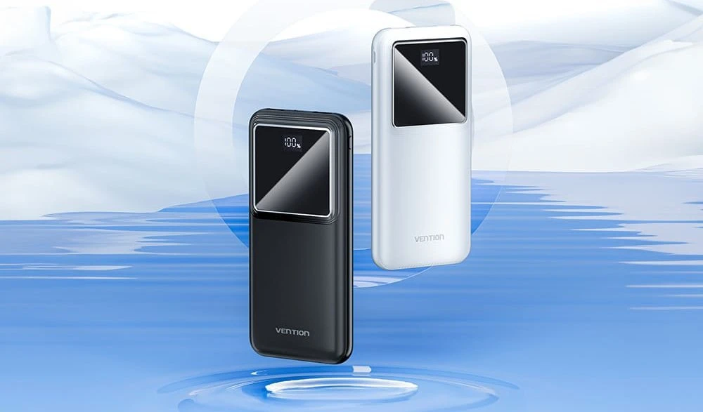 Vention Powerbank, ventiliacija, FHKW0, 10000 mAh, mikro USB, USB-C, 2xUSB-A, 22.5 W (balta)