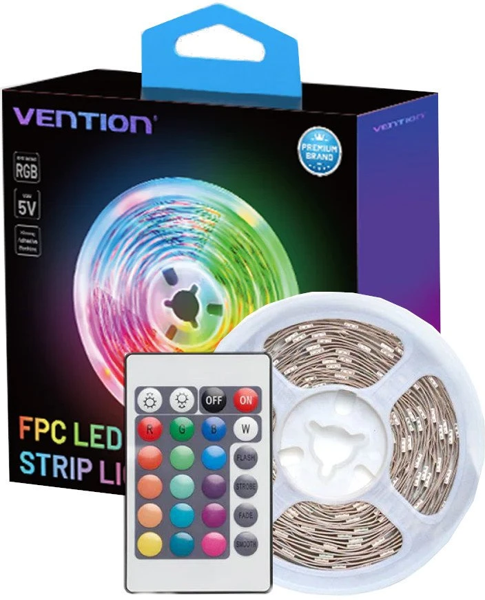 Vention RGB FPC LED juosta su nuotolinio valdymo pultu, 5V, 5m