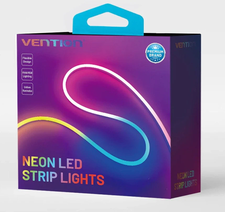 Vention silikoninė neoninė LED juosta su IR nuotolinio valdymo pultu ir 12 V nuolatinės srovės maitinimo šaltiniu, 5 m