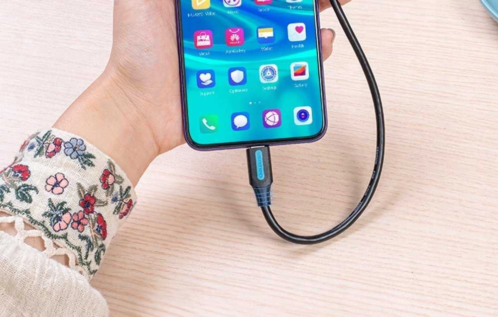 Vention USB 2.0 A į USB-C 5A kabelio ventiliacija CORBI 3m juodas PVC