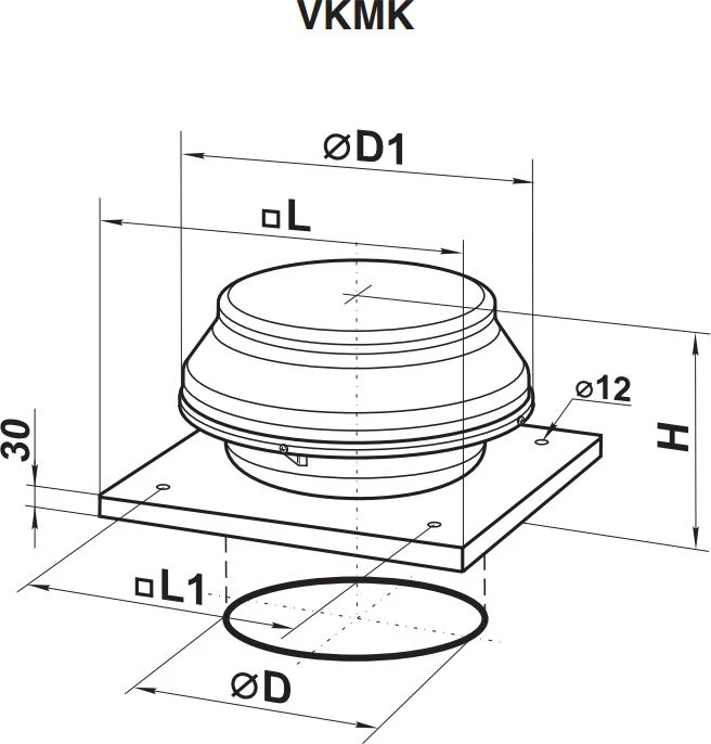 Vents Orlaidės Stogo ventiliatorius 98W 555m3/h 150mm (VKMK150)