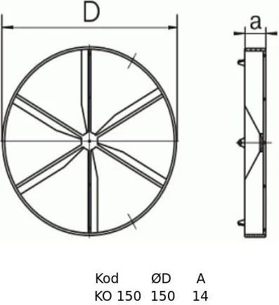 Vents Atbulinis vožtuvas ventiliatoriams, skersmuo 150 mm (KO150)