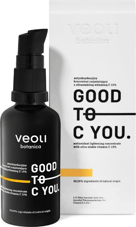 Veoli Botanica Good To C You antioksidacinis šviesinantis koncentratas su itin stabiliu vitaminu C 15% 40ml
