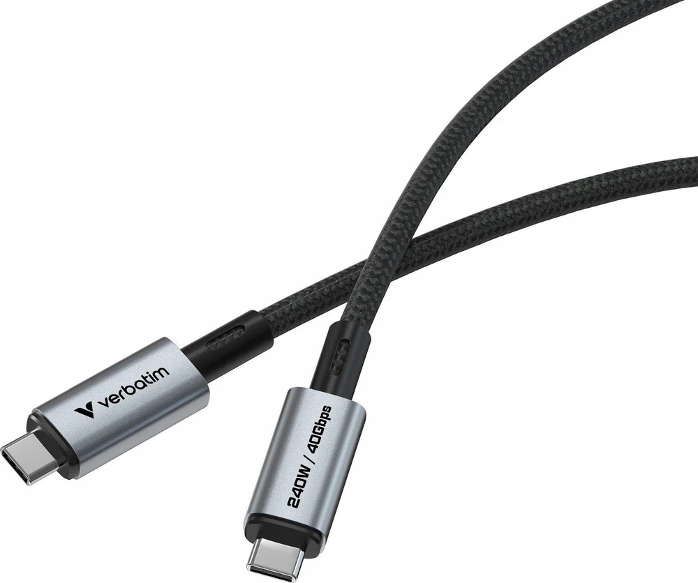 Kabelis Verbatim Sync & Charge USB-C į USB-C 240W 40Gb/s 120cm juodos spalvos 31847