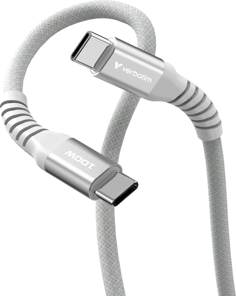 „Verbatim“ magnetinis sinchronizavimo ir įkrovimo laidas USB-C į USB-C, 100 W, 120 cm, pilkas