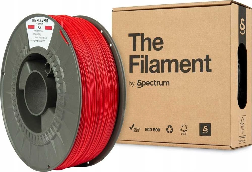 Raudonas Spectrum PLA 1.75mm siūlas su pakuote
