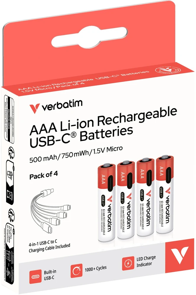 Verbatim AAA USB-C akumuliatoriai 4 vnt. 30250