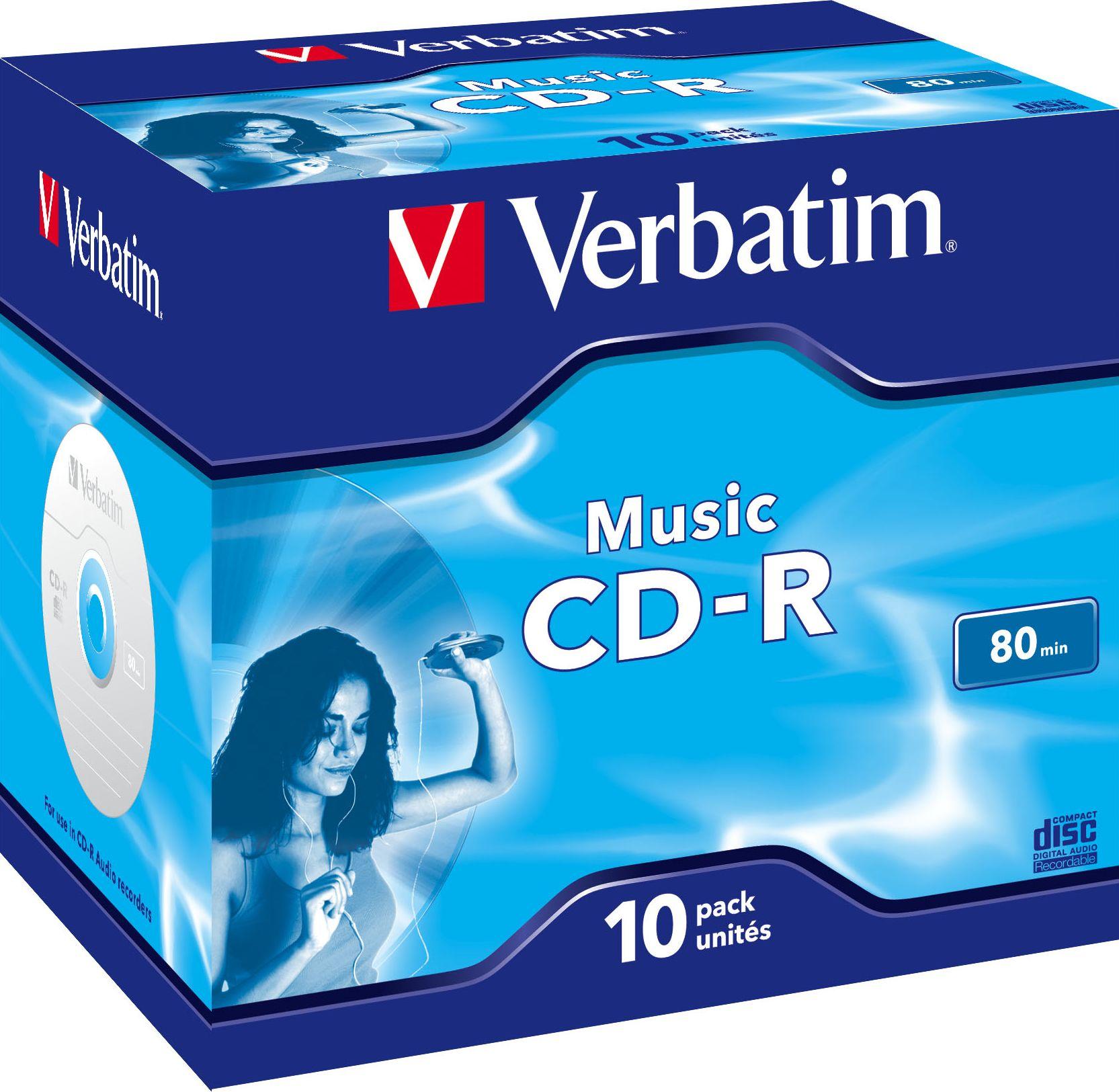 VERBATIM audio CD-R 80 min. / 700 MB 16x 10 pakelių papuošalų dėklo krištolinis paviršius, spalvinkite gyvai