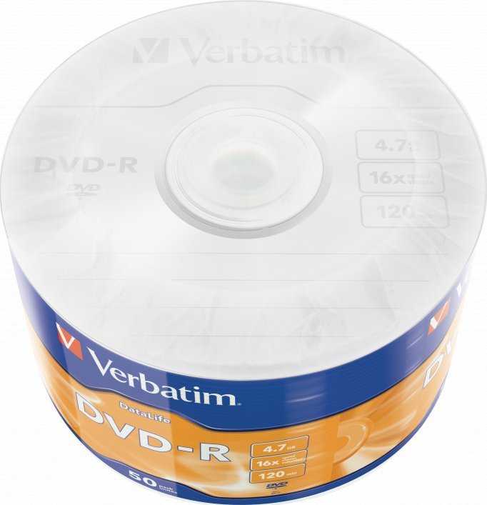 VERBATIM 43791 Verbatim DVD-R DATA LIFE 4.7GB 16X Matinis SIVER SURFACE 50 PACK