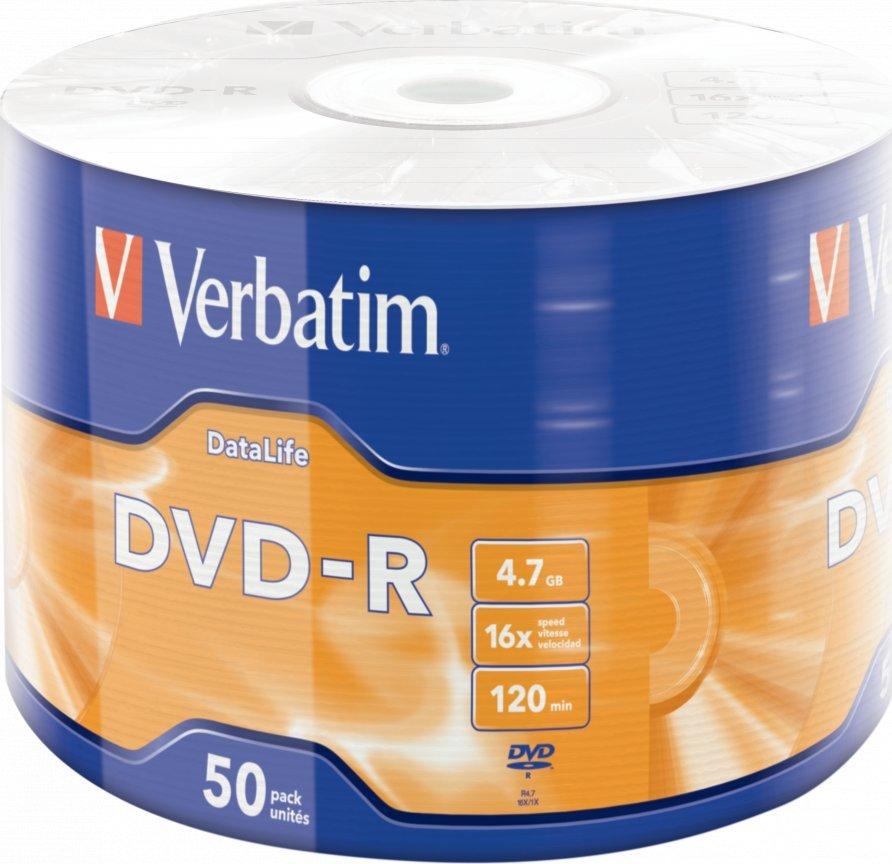 VERBATIM 43791 Verbatim DVD-R DATA LIFE 4.7GB 16X Matinis SIVER SURFACE 50 PACK