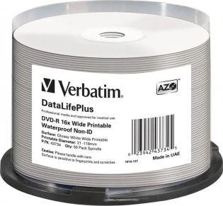 VERBATIM 50x DVD+R AZO 4,7GB 16x Spindle matinis sidabrinis paviršius
