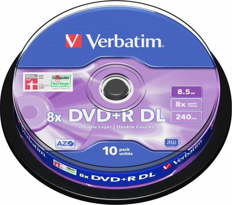 Verbatim DVD+R 8x 8.5GB DL Matte sidabrinis 10 vnt. pakuotė