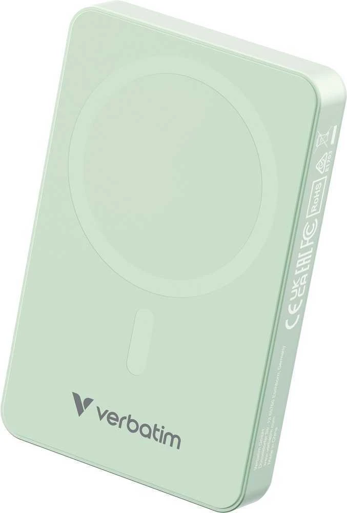 „Verbatim Charge ‘n’ Go Essentials“ magnetinė belaidė išorinė baterija, 10000 mAh, Žalia