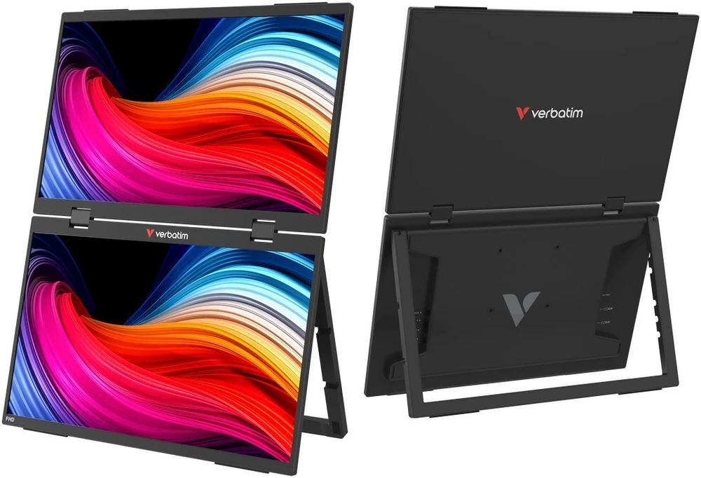 Monitorius „Verbatim Essentials“ nešiojamas dviejų monitorių ekranas, 15,6 colio, FHD, juodas, 32403
