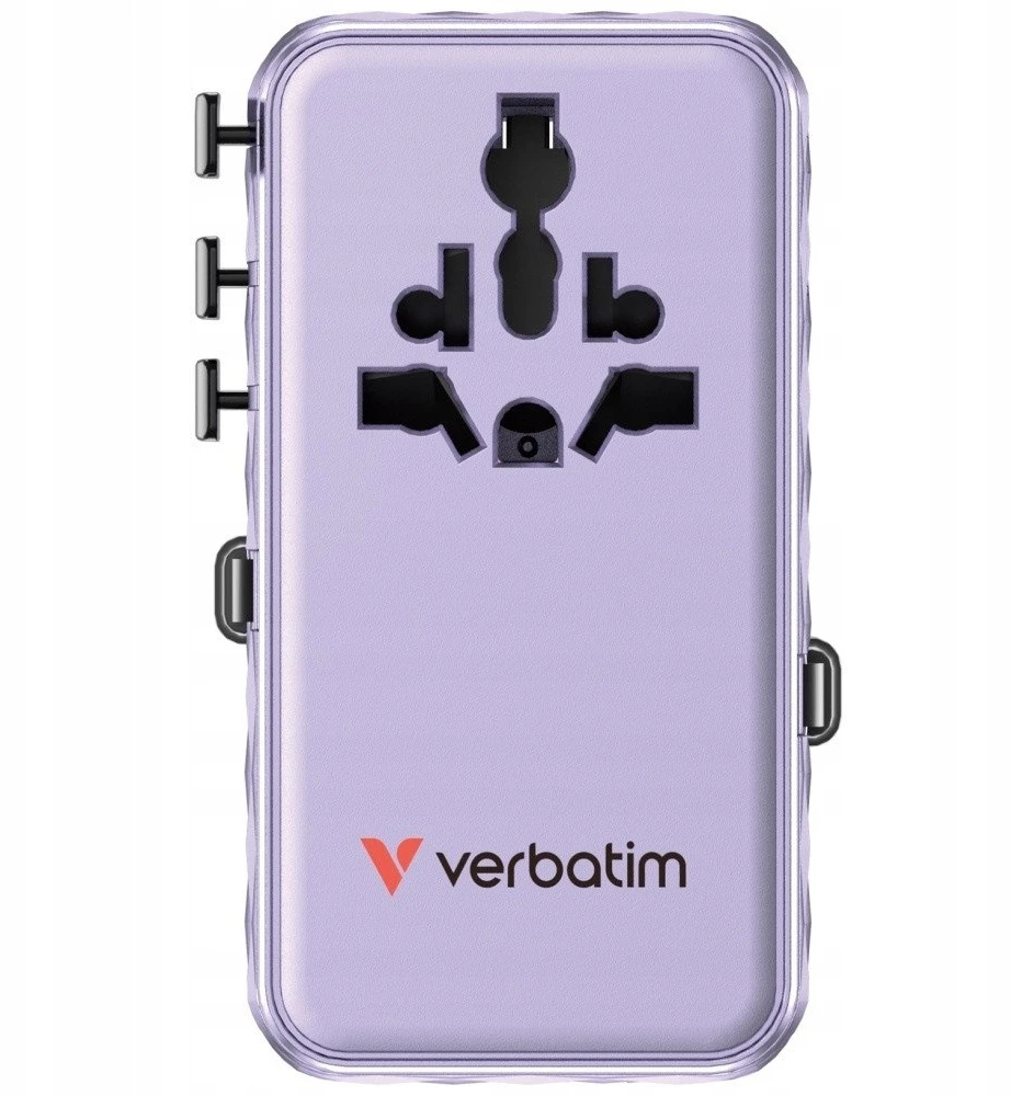 Verbatim Travel Adapteris EU/UK/US GaN 1xUSB-C/1xUSB-A/2xUSB-C PD 70W violetinė 30188