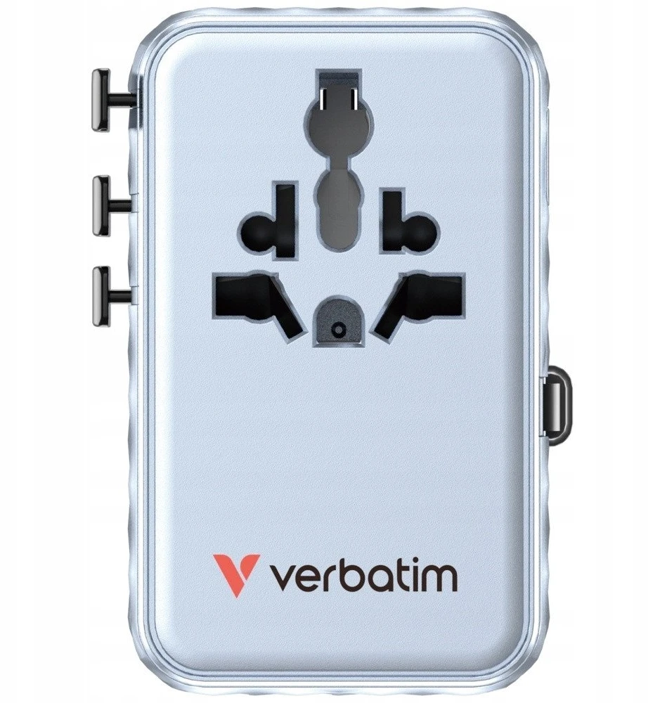 Verbatim kelioninis įkroviklis EU/UK/US GaN 2xUSB-C/2xUSB-A/1xUSB-C PD 100W mėlynos spalvos 30192