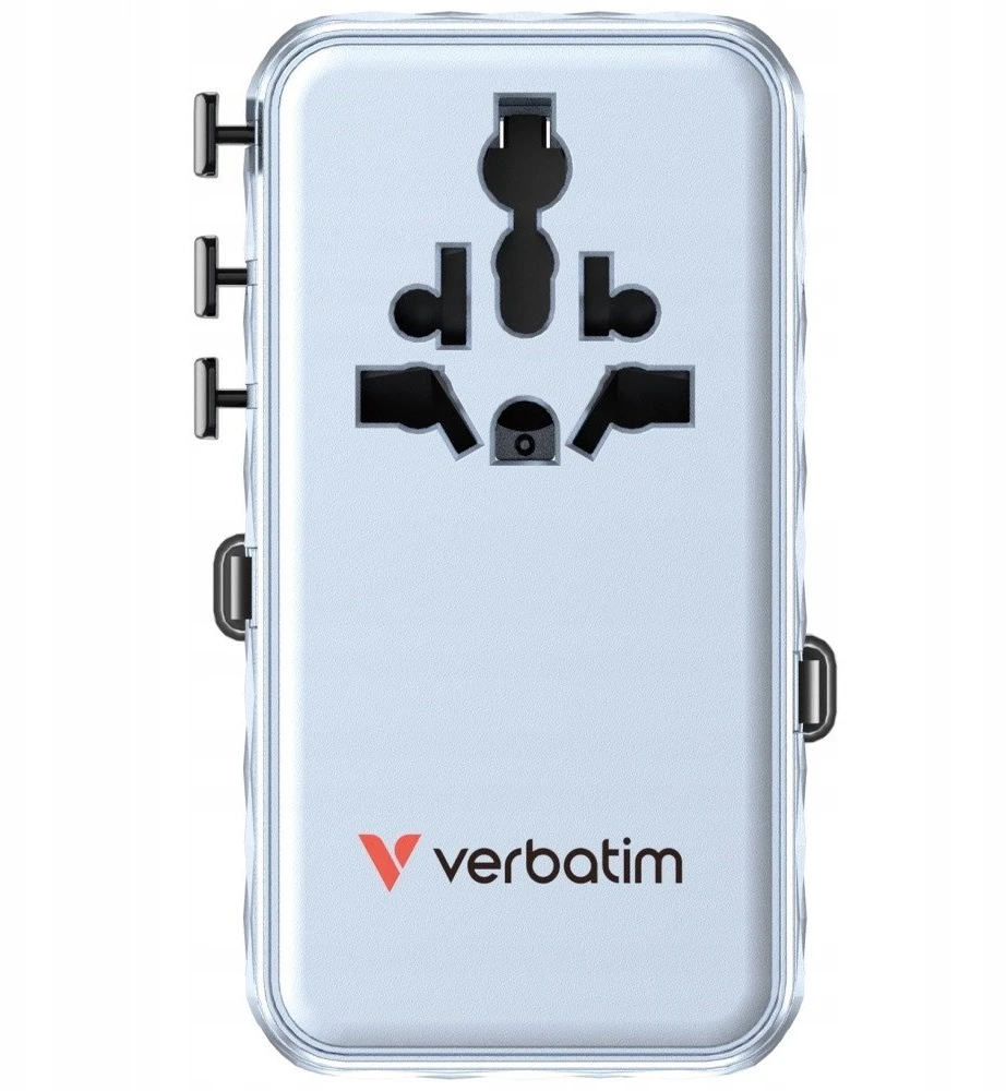 Verbatim kelioninis įkroviklis EU/UK/US GaN 1xUSB-C/1xUSB-A/2xUSB-C PD 70W mėlynos spalvos 30187