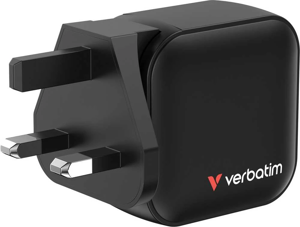 Laidinis įkroviklis Verbatim Mini GaN 70W 2xUSB-C PD/1x USB-A QC juodos spalvos 32229