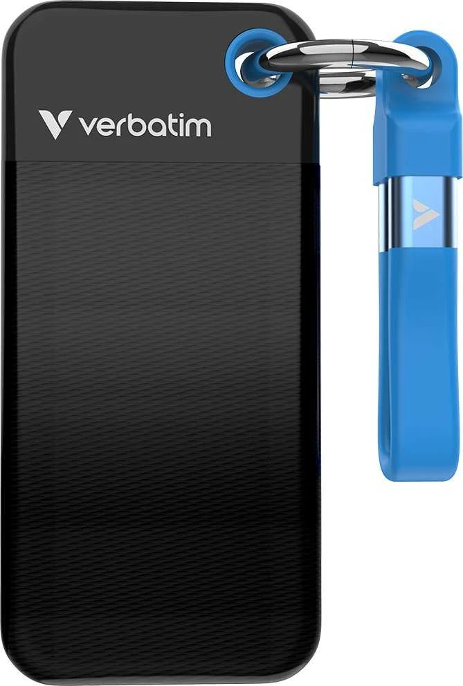Kietasis diskas Verbatim diskas SSD 2TB - raktų pakabukas su laidu USB 3.2 gen.2 juodos ir mėlynos spalvos 32195