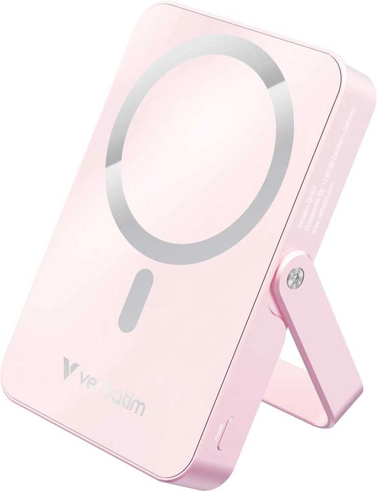 Verbatim Charge ‘n’ Go magnetinis belaidis įkroviklis su stovu, 10000mAh, Rožinė