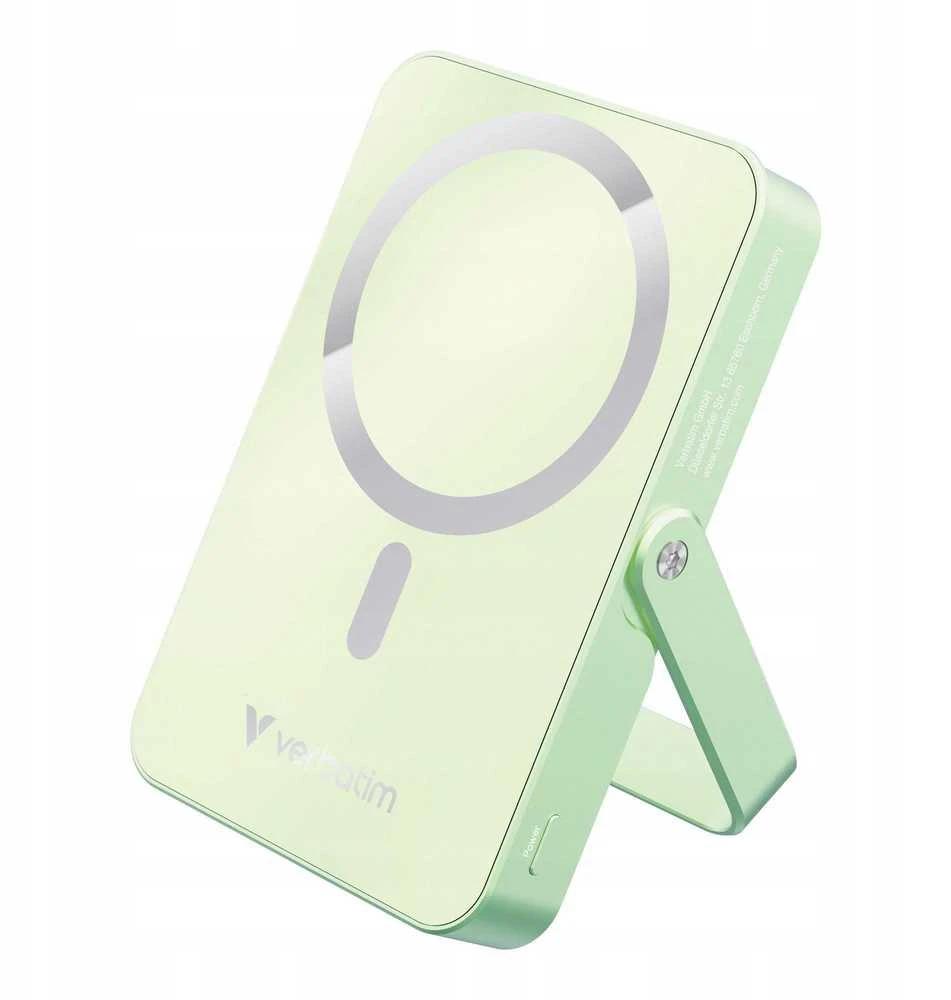 Verbatim Charge ‘n’ Go magnetinis belaidis išorinis akumuliatorius su stovu, 10000mAh, Žalias