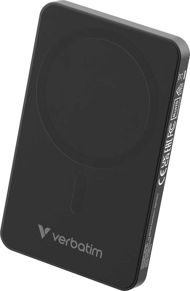 „Verbatim Charge ‘n’ Go Essentials“ magnetinė belaidė išorinė baterija, 5000 mAh, Juodas