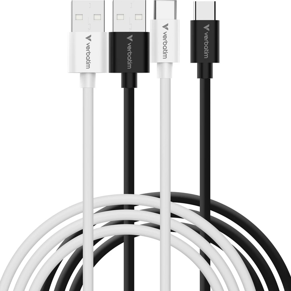 Verbatim Sync & Charge USB-C į A essentials 18W laidas, juodos spalvos / baltos spalvos, 2 vnt. 32393