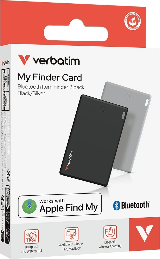 Verbatim My Finder Card Bluetooth juoda / sidabrinė – daiktų ieškiklis 2vnt MYFCR-02BS 32140