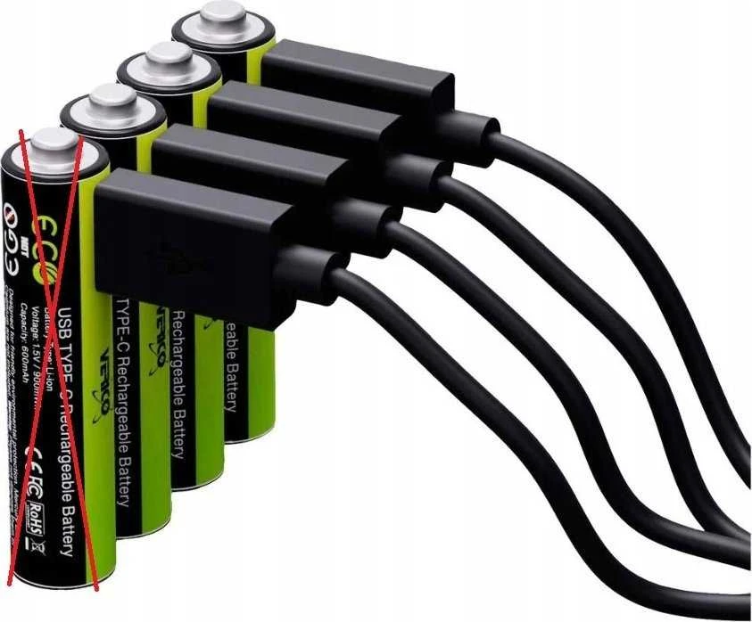 Verico AA baterijos su USB-C įkrovimo laidais